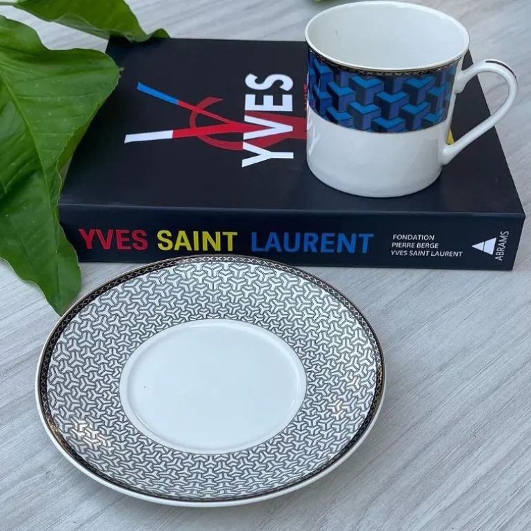 Angela Blue Geo (set of six cups and saucers)