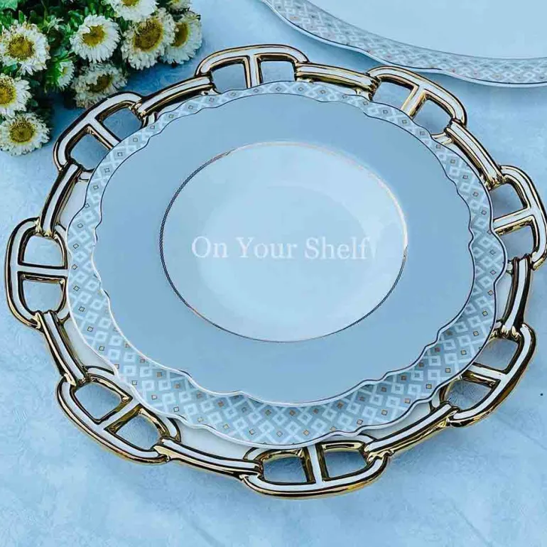 Angela Moroccan Grey - 18 Piece Plate Set