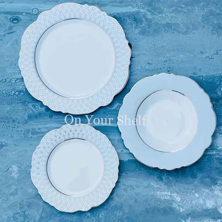 Angela Moroccan Grey - 18 Piece Plate Set