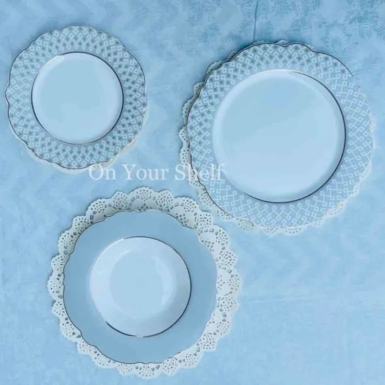 Angela Moroccan Grey - 18 Piece Plate Set