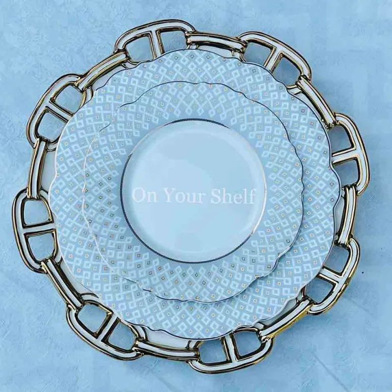 Angela Moroccan Grey - 18 Piece Plate Set