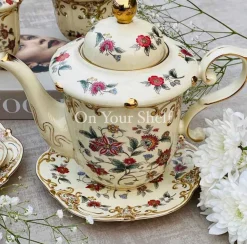 Beige & Red Dinner Set (75 Piece For 8 People)