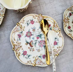 Beige & Red Dinner Set (75 Piece For 8 People)