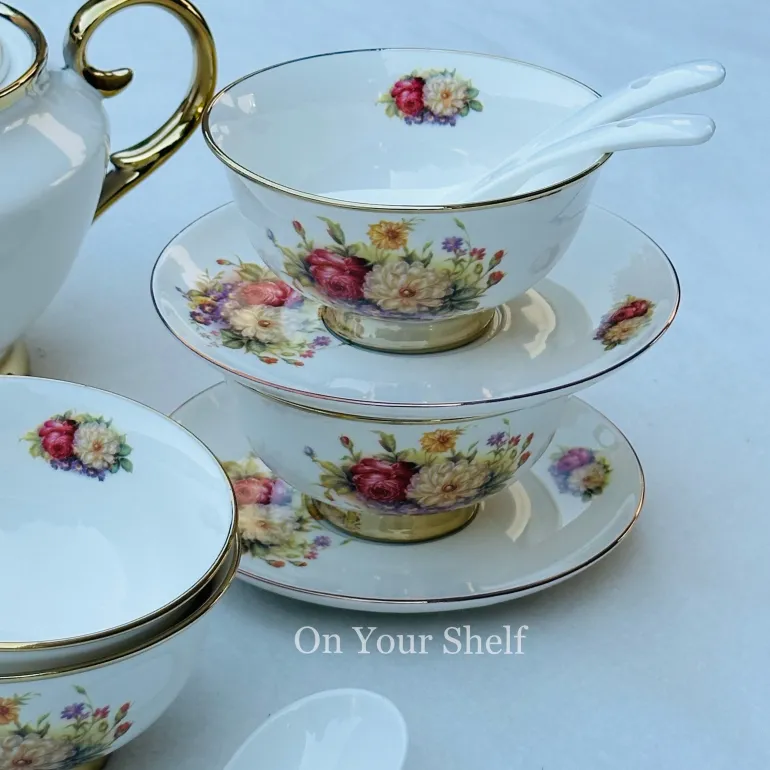 Beige Floral Soup Set (20 piece soup set)