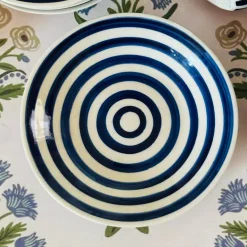 Blue & White Striped Mug & Saucer (single)