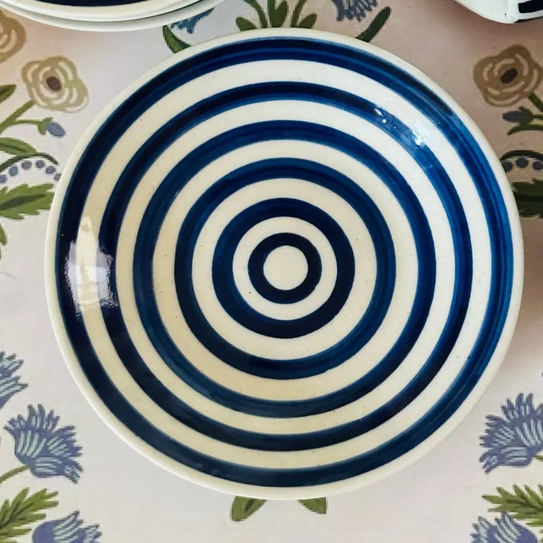 Blue & White Striped Mug & Saucer (single)
