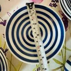 Blue & White Striped Mug & Saucer (single)