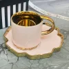 Blush Elegance: Golden Whimsy Cup & Saucer(single cup & saucer)