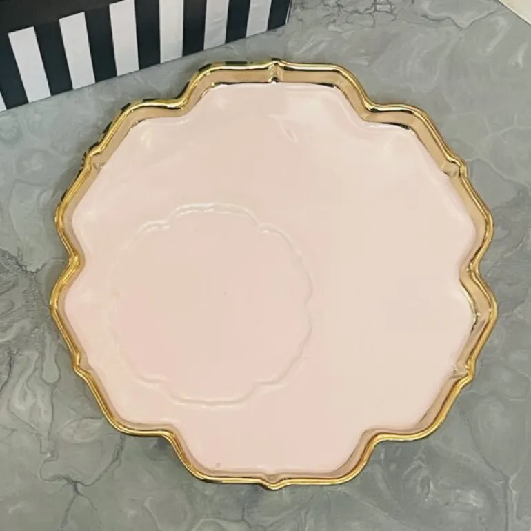 Blush Elegance: Golden Whimsy Cup & Saucer(single cup & saucer)