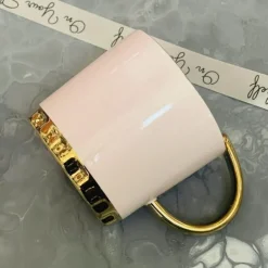 Blush Elegance: Golden Whimsy Cup & Saucer(single cup & saucer)
