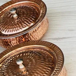 Brass Copper Serving Pot w/ Lid 6