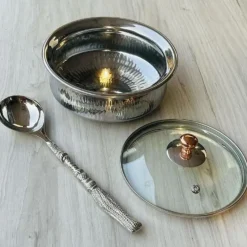 Brass Serving Pot Silver 7.5"