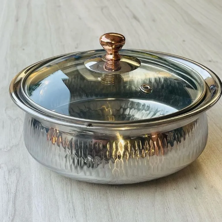 Brass Serving Pot Silver 7.5"