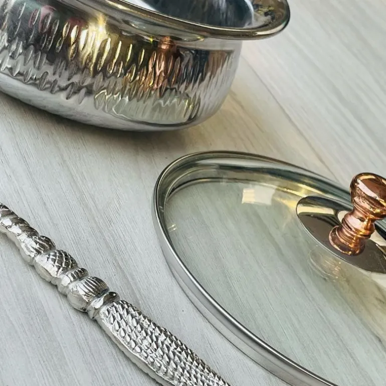 Brass Serving Pot Silver 7.5"