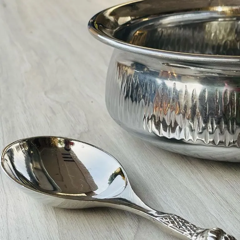 Brass Serving Pot Silver 7.5"