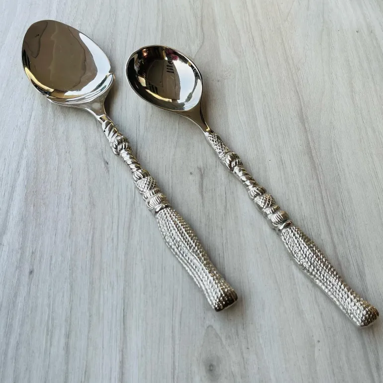 Brass Silver Serving Spoon Set of Two