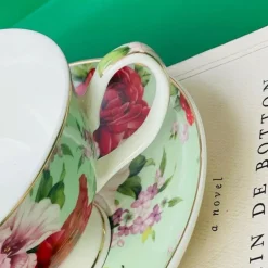 Bridgerton Tea Cups and Saucers The Queen Green Set of Six