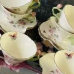 Butterfly Garden Rose Set (set of six cups and saucers)