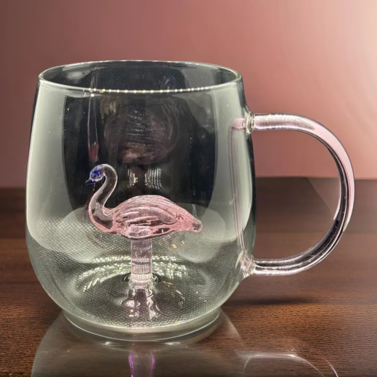 Charm Pink Flamingo Glass (Set Of Six)