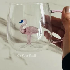 Charm Pink Flamingo Glass (Set Of Six)