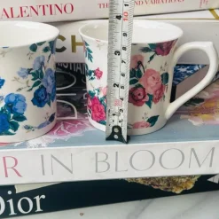 Coffee Mug Rimmed - Wide Blue Roses(single piece)