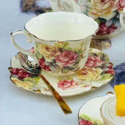 Colourful Beige Floral Tea Set (31 Piece Tea Set)