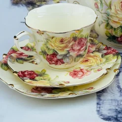 Colourful Beige Floral Tea Set (31 Piece Tea Set)