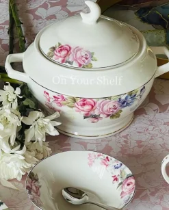 Colourful Dream Pink & Blue Floral Dinner Set (85 piece for 12 people)