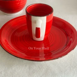 Crimson Swirl Harmony Breakfast Set (16 Piece Set)