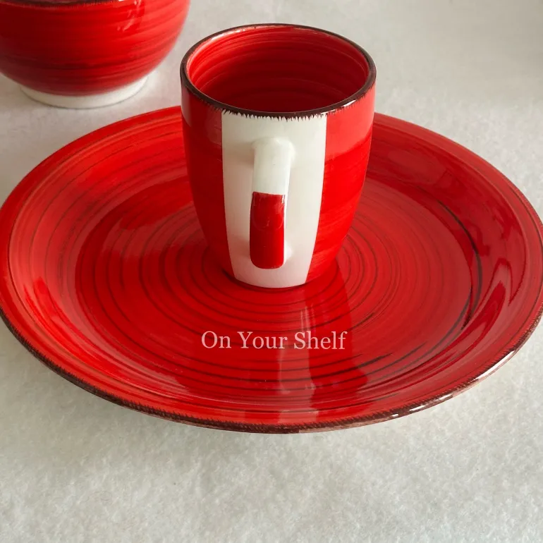 Crimson Swirl Harmony Breakfast Set (16 Piece Set)