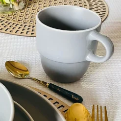 Cutlery Set 24 Piece Gold w Ceramic Marble Hilt and Stand-Teal