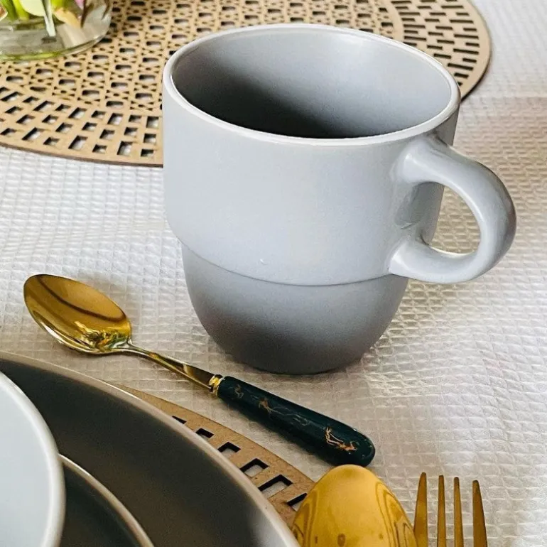 Cutlery Set 24 Piece Gold w Ceramic Marble Hilt and Stand-Teal