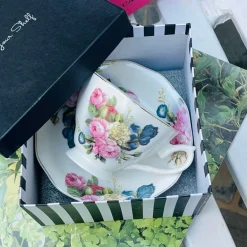 Floral Harmony, Spring Collection : Colourful Cup & Saucer (single cup and single saucer)