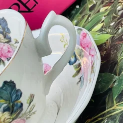 Floral Harmony, Spring Collection : Colourful Cup & Saucer (single cup and single saucer)