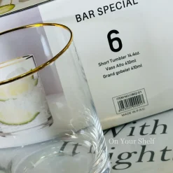 Gold Rim Straight Glass (Set Of Six Glasses)