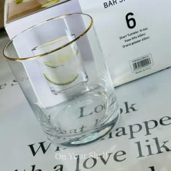 Gold Rim Straight Glass (Set Of Six Glasses)