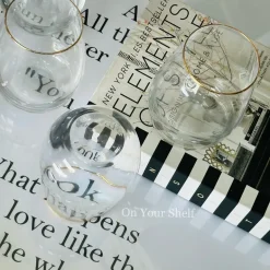 Gold Rim Tall & Curvy Glass (Set Of Six Glasses)