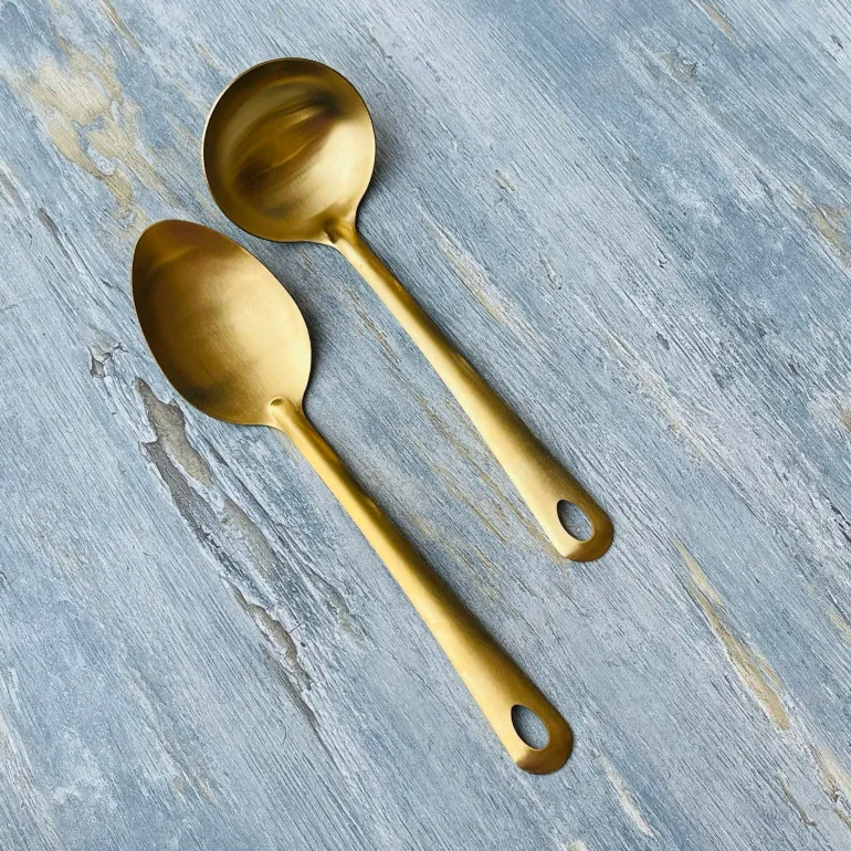 Gold Steel Serving Ladle Long (single piece)