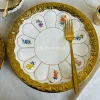 Golden Bloom Artisan Dinnerware Set (24 Piece Plate Set)