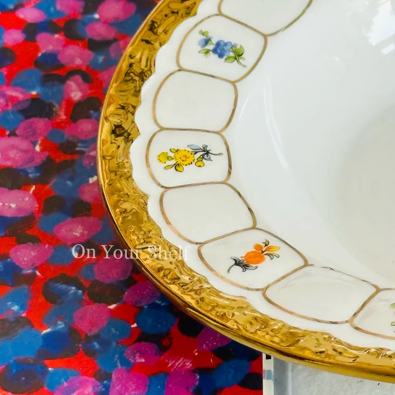 Golden Bloom Artisan Dinnerware Set (24 Piece Plate Set)