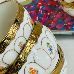 Golden Bloom Artisan Dinnerware Set (24 Piece Plate Set)