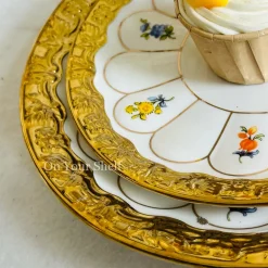 Golden Bloom Artisan Dinnerware Set (24 Piece Plate Set)