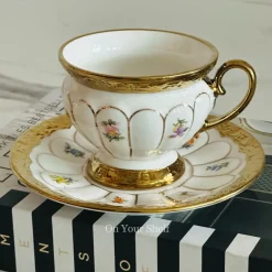 Golden Bloom Artisan Tea Cups & Saucers (Set Of Six)