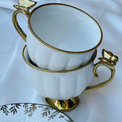 Golden Butterfly Tea Elegance Set (set of six cups and saucer