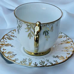 Golden Leaf Songbird Tea Set (set of six cups and saucers)