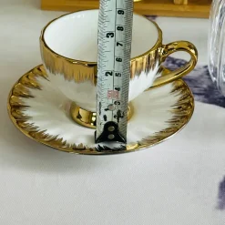 Golden Winged Haven (set of six cups and saucers, teapot, wooden stand)