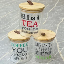 HarmonyFresh Trio: Airtight Glass Jars with Wooden Covers (set of three)