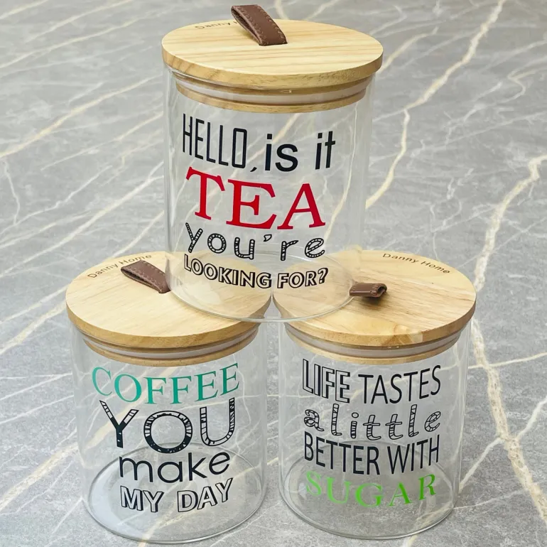 HarmonyFresh Trio: Airtight Glass Jars with Wooden Covers (set of three)