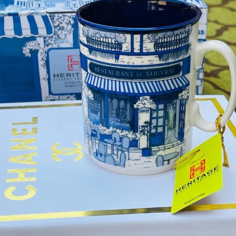 Heritage Coffee Shop Blue Mugs