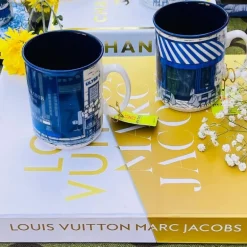 Heritage Coffee Shop Blue Mugs